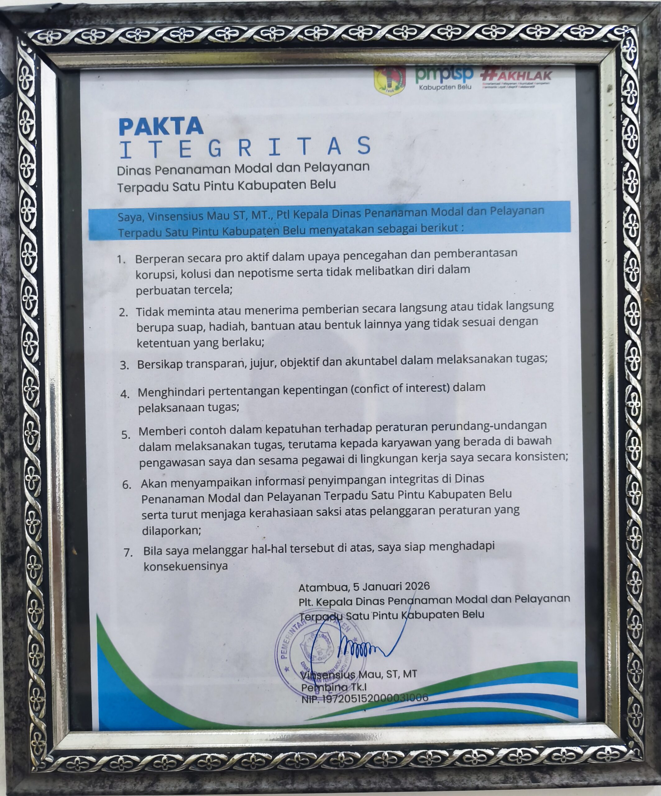 foto pakta integritas